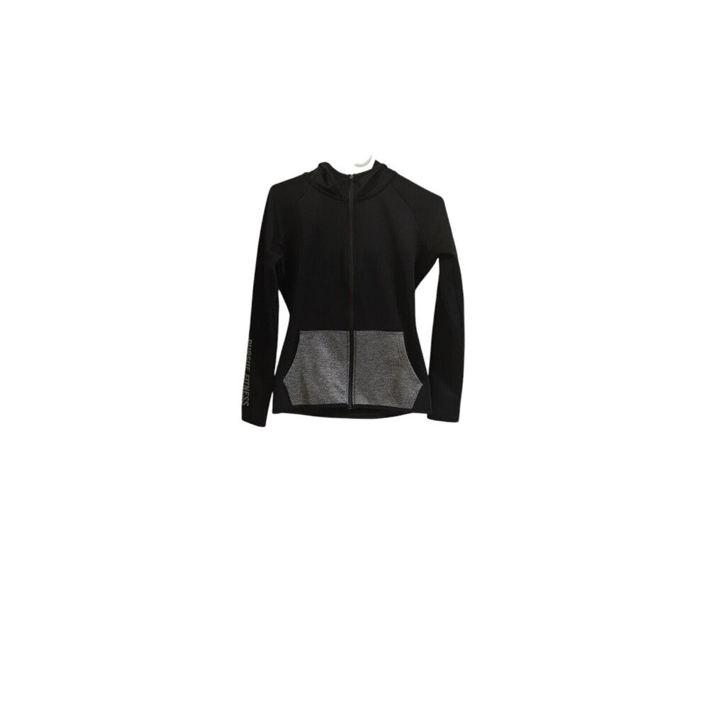 Pursue Fitness Ladies Hoodie Zip Jacket Essential Crop Hoodie, Black XS